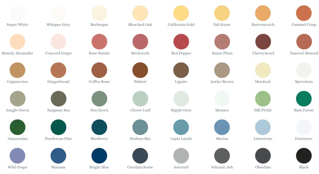 Sadolin Superdec Colour swatches